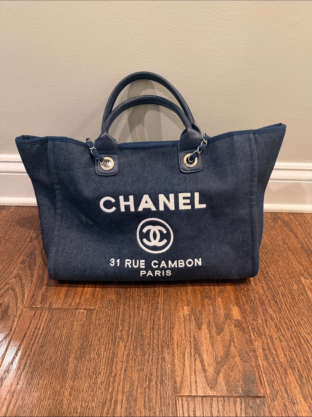 INSPIRED Navy Canvas Logo Tote with White Embroidery